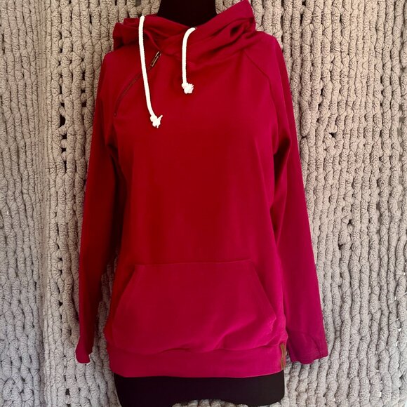 Ampersand Avenue Style Double Hood Hoodie Hot Pink Fuchsia Medium - Picture 9 of 10